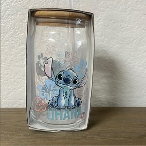 NWT Disney Stitch 'Ohana' Clear Tumbler with Straw